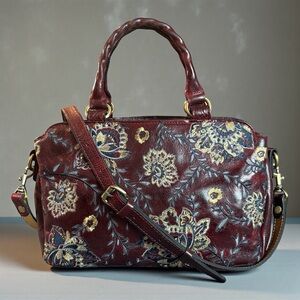 RARE PATRICIA NASH Floral Embroidered Leather Handbag